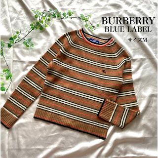 バーバリーブルーレーベル(BURBERRY BLUE LABEL)の極美品/バーバリーB.L ウールニット　ノバストライプホース刺繍　サイズM(ニット/セーター)