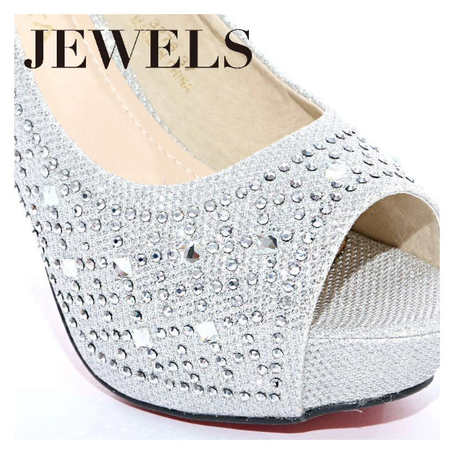 JEWELS(ジュエルズ)のjewels❤️ビジューオープントゥパンプス レディースの靴/シューズ(ハイヒール/パンプス)の商品写真