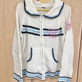 ニットパーカー　トップス　アウター　ジャケット　ワッペン　160 女の子(ジャケット/上着)