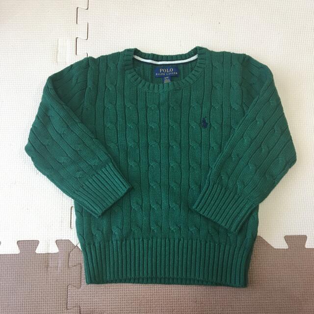 ポロラルフローレン　ケーブルニットセーター　ワンポイントロゴ刺繍　グリーン　XS