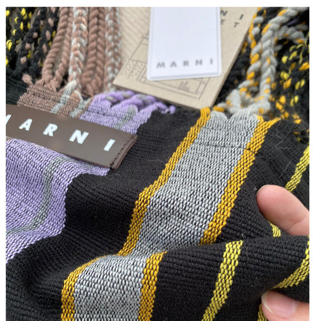未使用 MARNI マルニ ハンモックバッグ フラワーカフェ パープル 匿名