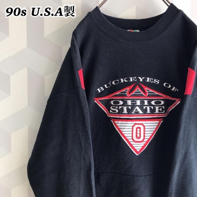 ヴィンテージ】90'sバイカラースウェット アメカジ used AS68 - スウェット