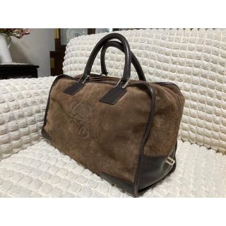 ロエベ(LOEWE)のシリアル有】ロエベ アマソナ スエード×レザー ハンドバッグ ブラウン(ハンドバッグ)