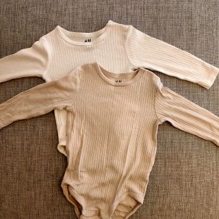 エイチアンドエム(H&M)のH&M　リブボディースーツ2枚セット(ロンパース)