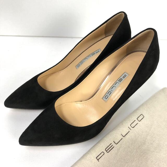 美品 36 PELLICO スエード パンプス 黒 ペリーコ 23 レディース 靴