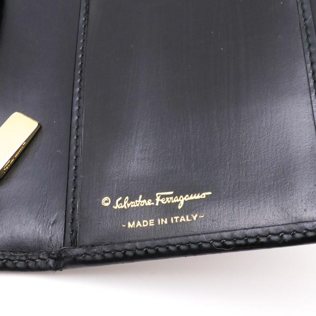 Salvatore Ferragamo(サルヴァトーレフェラガモ)の《一点物》サルヴァトーレ フェラガモ 長財布 ブラック ガンチーニ レザー メンズのファッション小物(長財布)の商品写真