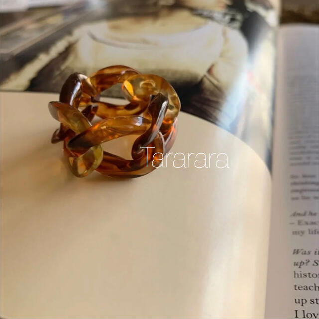 ●handmade Acrylchain ring アンバー● レディースのアクセサリー(リング(指輪))の商品写真