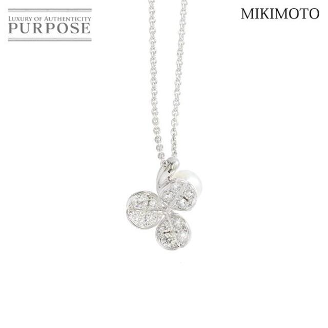 ミキモト MIKIMOTO アコヤ真珠 5.4mm ダイヤ ネックレス K18 WG 50cm ホワイトゴールド 750 パール