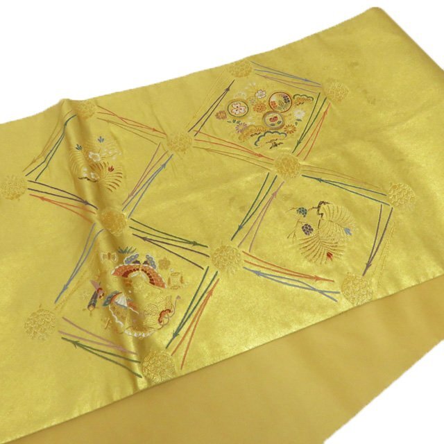 西陣 長嶋成織物 本金箔 松葉能衣文 瀞金錦 袋帯 A769-13-eastgate.mk