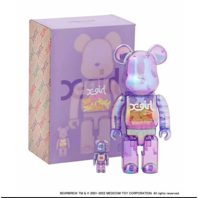 BE@RBRICK(ベアブリック)のBE@RBRICK X-girl CLEAR PURPLE 100%&400%  エンタメ/ホビーのフィギュア(その他)の商品写真