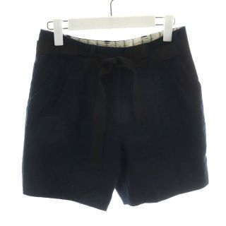 ランバンオンブルー(LANVIN en Bleu)のランバンオンブルー ショートパンツ リボン ウール 36 S 紺 ネイビー(ショートパンツ)