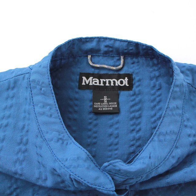 MARMOT(マーモット)のマーモット シアサッカーシャツワンピース ひざ丈 長袖 バンドカラー S 青 レディースのワンピース(ひざ丈ワンピース)の商品写真