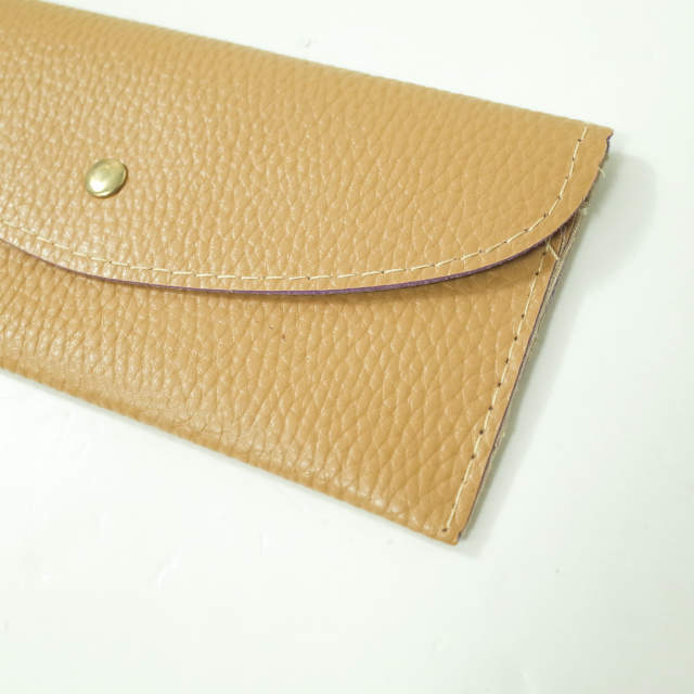 no brand ノーブランド フェイクレザー ロングウォレット ベージュ 二つ折り 長財布 カード入れ お札入れ【中古】【no brand】