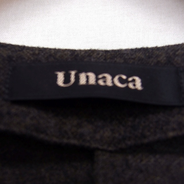 Unaca(アナカ)のアナカ Unaca ワンピース Iライン 膝下 長袖 Vネック ウール 毛 総柄 レディースのワンピース(ひざ丈ワンピース)の商品写真