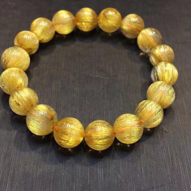 ⭐︎【天然】ゴールド ルチル クオーツ ブレスレット 11mm - www