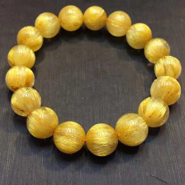 最安挑戦! ⭐︎【天然】ゴールド ルチル クオーツ ブレスレット 12mm
