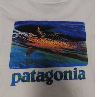 パタゴニア(patagonia)のpatagonia　トラウト　world trout Tシャツ　Ｌ　白(Tシャツ/カットソー(半袖/袖なし))