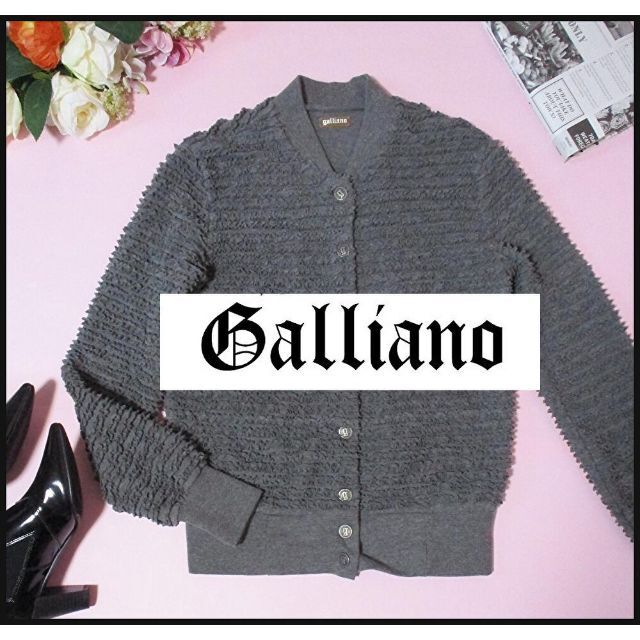 GALLIANO(ガリアーノ)の【galliano】バックビーズ刺繍カーディガン　ブルゾン　フリル　イタリア レディースのジャケット/アウター(ブルゾン)の商品写真