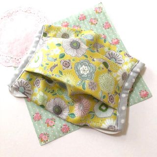 レトロ可愛いプリーツマスク★Mサイズ★パステルカラー★ハンドメイド(その他)