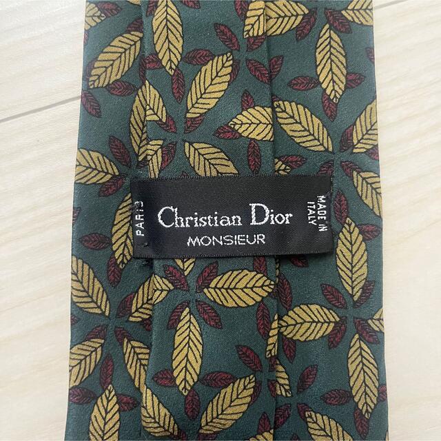 Christian Dior(クリスチャンディオール)のChristian Dior　ディオール　ネクタイ　シルク100% 緑系　葉模様 メンズのファッション小物(ネクタイ)の商品写真
