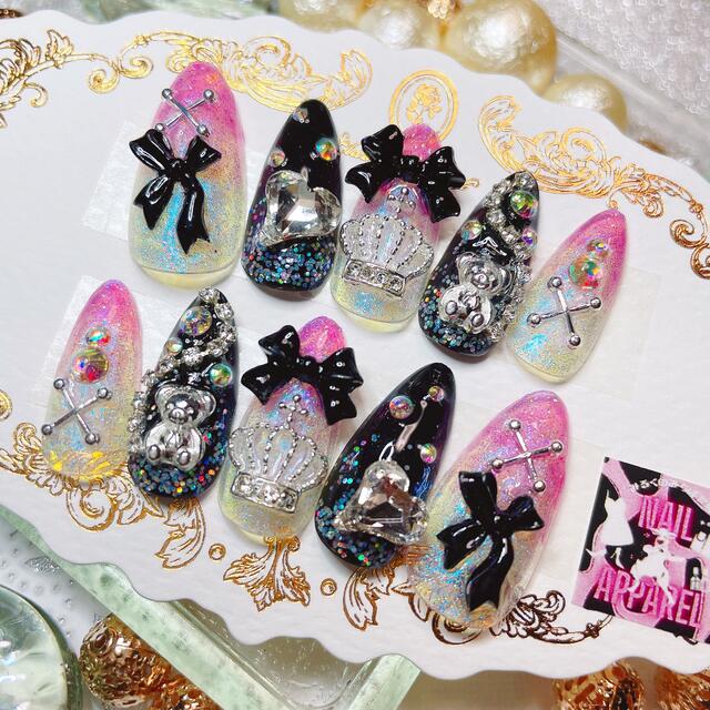 色々な ネイルチップ ¥1700*量産系黒ピンク*ネイルチップ ¥1700