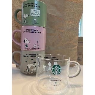 スターバックスコーヒー(Starbucks Coffee)のスヌーピー　スタッキングマグ&ガラスマグ4点セット(グラス/カップ)