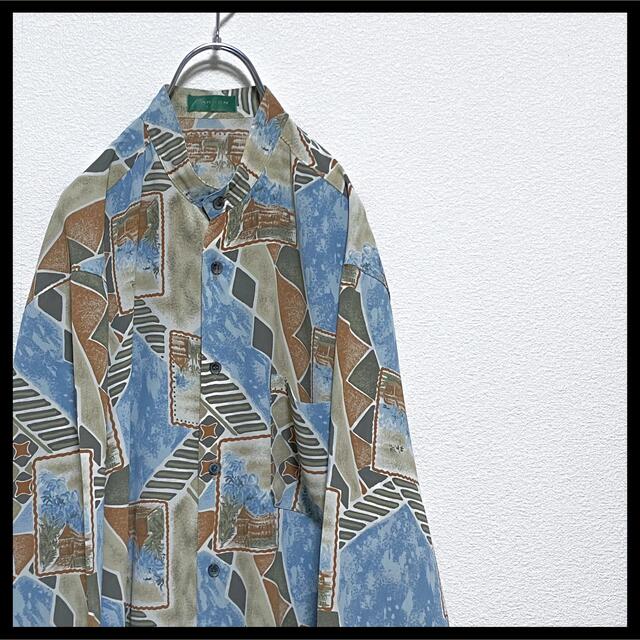 90s CN メンズ レトロ 古着 総柄 長袖 柄シャツ 総柄シャツの通販 by ...
