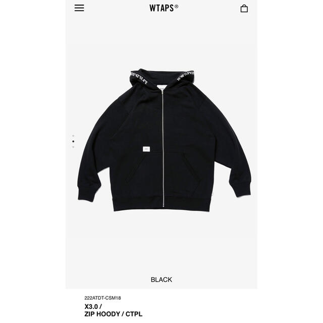 WTAPS 2022FW X3.0 ZIP HOODY BLACK Mサイズ