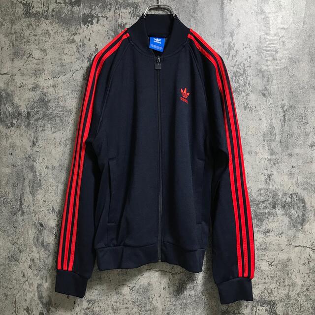 adidas(アディダス)の【フォロー割】adidas  トラックジャケット　紺×赤　　美品 メンズのトップス(ジャージ)の商品写真