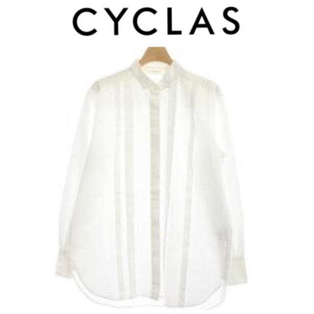 CYCLAS スタンドカラーシャツホワイトコットンシャツ