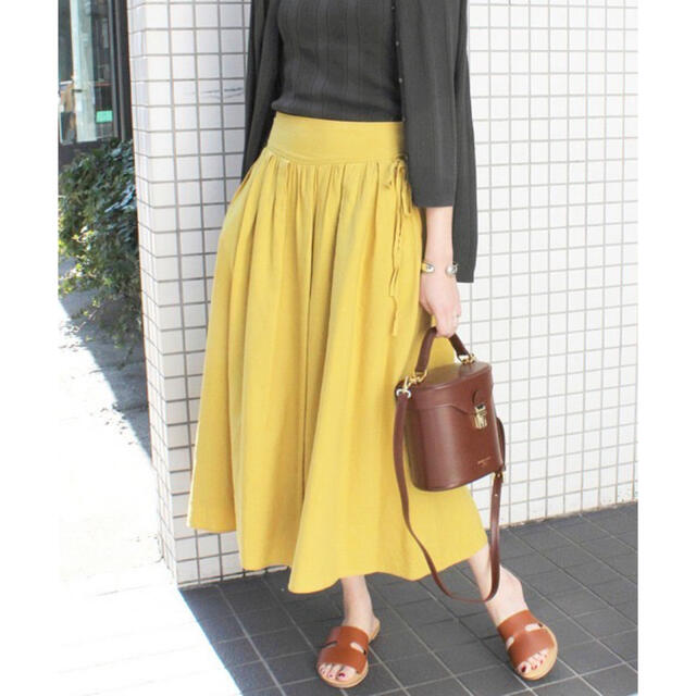 SLOBE IENA スローブイエナ タックロングスカート イエロー