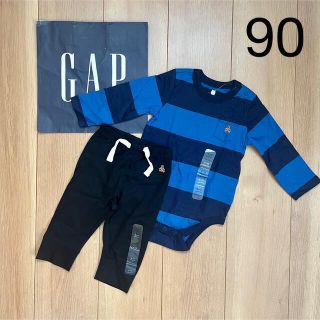 ベビーギャップ(babyGAP)の新品　baby gap ロンパース　パンツ　90 長袖　長ズボン　男の子ボーダー(パンツ/スパッツ)