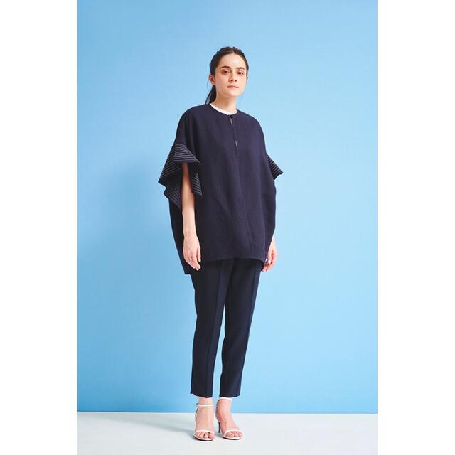 新品 yori ヨリ ネイビー 羽織り ジレ ステッチリネン 魅力的な価格