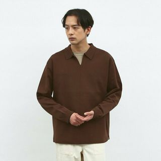 アバハウス(ABAHOUSE)の【ブラウン】【ナチュラルストレッチ】スキッパー ニットポロシャツ(ポロシャツ)