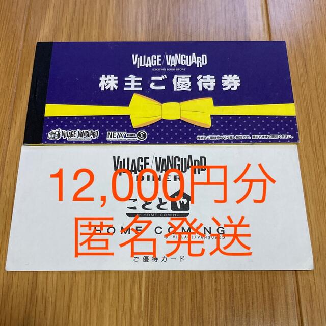 ヴィレッジヴァンガード 株主優待　12000円分　匿名発送