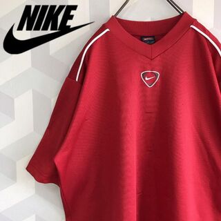 NIKE - 【ナイキ】90sチームタグ L 刺繍センターロゴ ゲームシャツ 赤