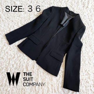 スーツカンパニー(THE SUIT COMPANY)の【美品】スーツカンパニー ノーカラージャケット ウォッシャブル 36 ブラック(ノーカラージャケット)