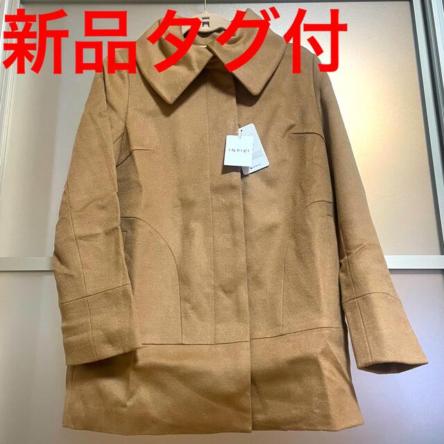 ジャケット 美品 インディヴィ ハーフ コート 日本製 カシミヤ混