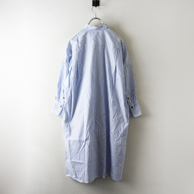 ebure エブール コットン ストライプ Wポケットシャツ 38/ホワイト ブルー【2400013005050】 1