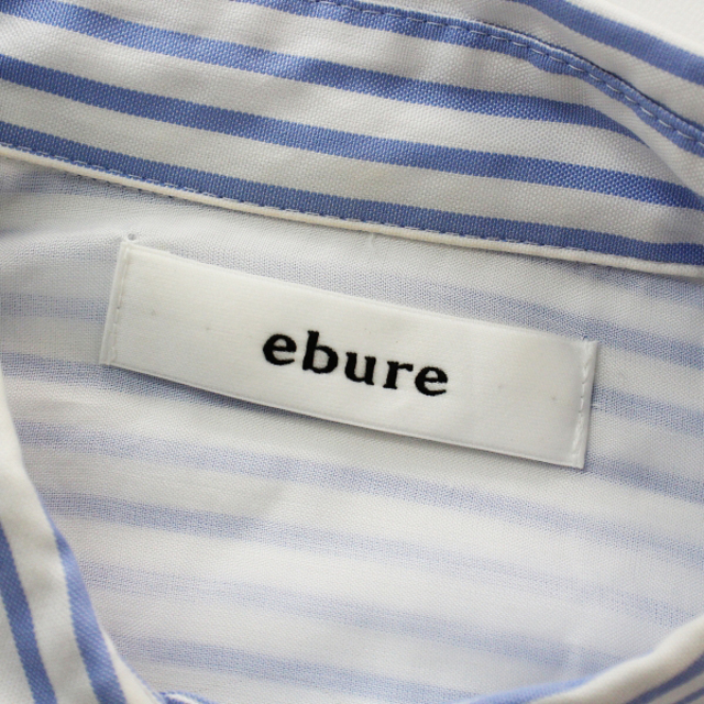 ebure エブール コットン ストライプ Wポケットシャツ 38/ホワイト ブルー【2400013005050】 8