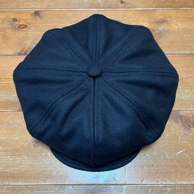 ハンドメイド　ビッグキャスケット　ハードメルトン　ウール　　黒　サイズオーダー メンズの帽子(キャスケット)の商品写真