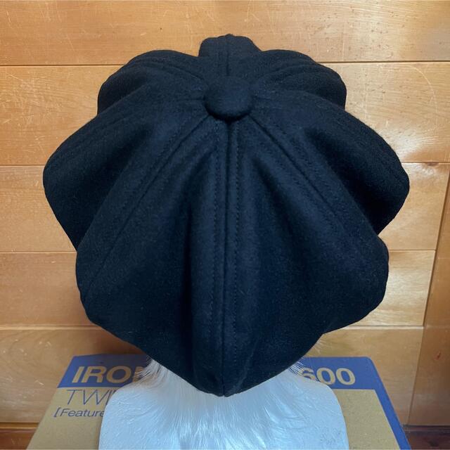 ハンドメイド　ビッグキャスケット　ハードメルトン　ウール　　黒　サイズオーダー メンズの帽子(キャスケット)の商品写真