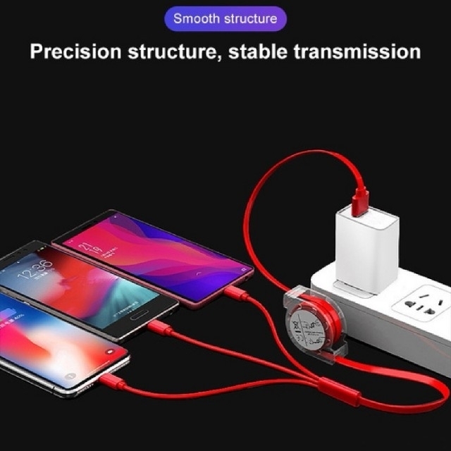 充電器 急速充電 耐久 タイプC Androi iPhone ケーブル 3in1 スマホ/家電/カメラのスマートフォン/携帯電話(バッテリー/充電器)の商品写真