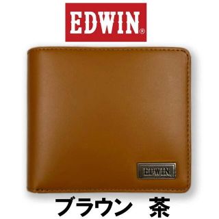 ブラウン 茶 EDWIN エドウイン リサイクルレザー 折財布 45(折り財布)