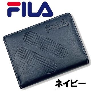 ネイビー 紺 FILA フィラ ドットロゴ ファスナークリアポケ 折財布 53(折り財布)