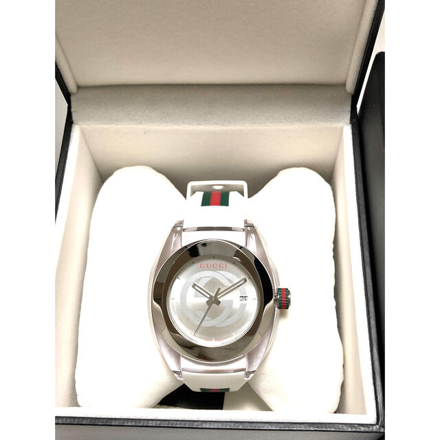 未使用! GUCCI グッチ 電池新品交換済み メンズ腕時計 SYNC ホワイト