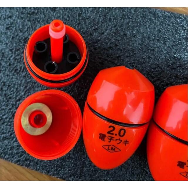 6個2.0号 赤色電子ウキ+  ウキ用ピン型電池 12個セット スポーツ/アウトドアのフィッシング(釣り糸/ライン)の商品写真