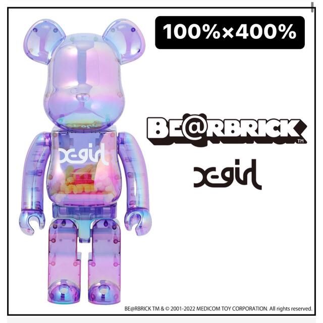 X-girl(エックスガール)のX-girl × BE@RBRICK 100%×400% エンタメ/ホビーのおもちゃ/ぬいぐるみ(キャラクターグッズ)の商品写真