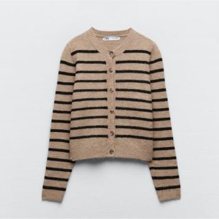 ザラ(ZARA)の新品　ZARA ストライプ ニットカーディガン(カーディガン)