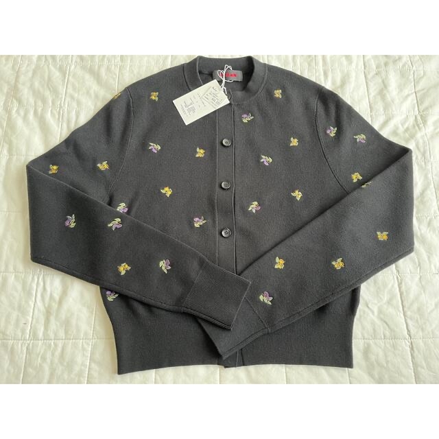 CABaN コットンカシミヤ エンブロイダリークルーネックカーディガン